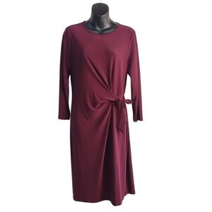 Anne Klein Women's Maroon Stretch Side Tie Dress Size 6